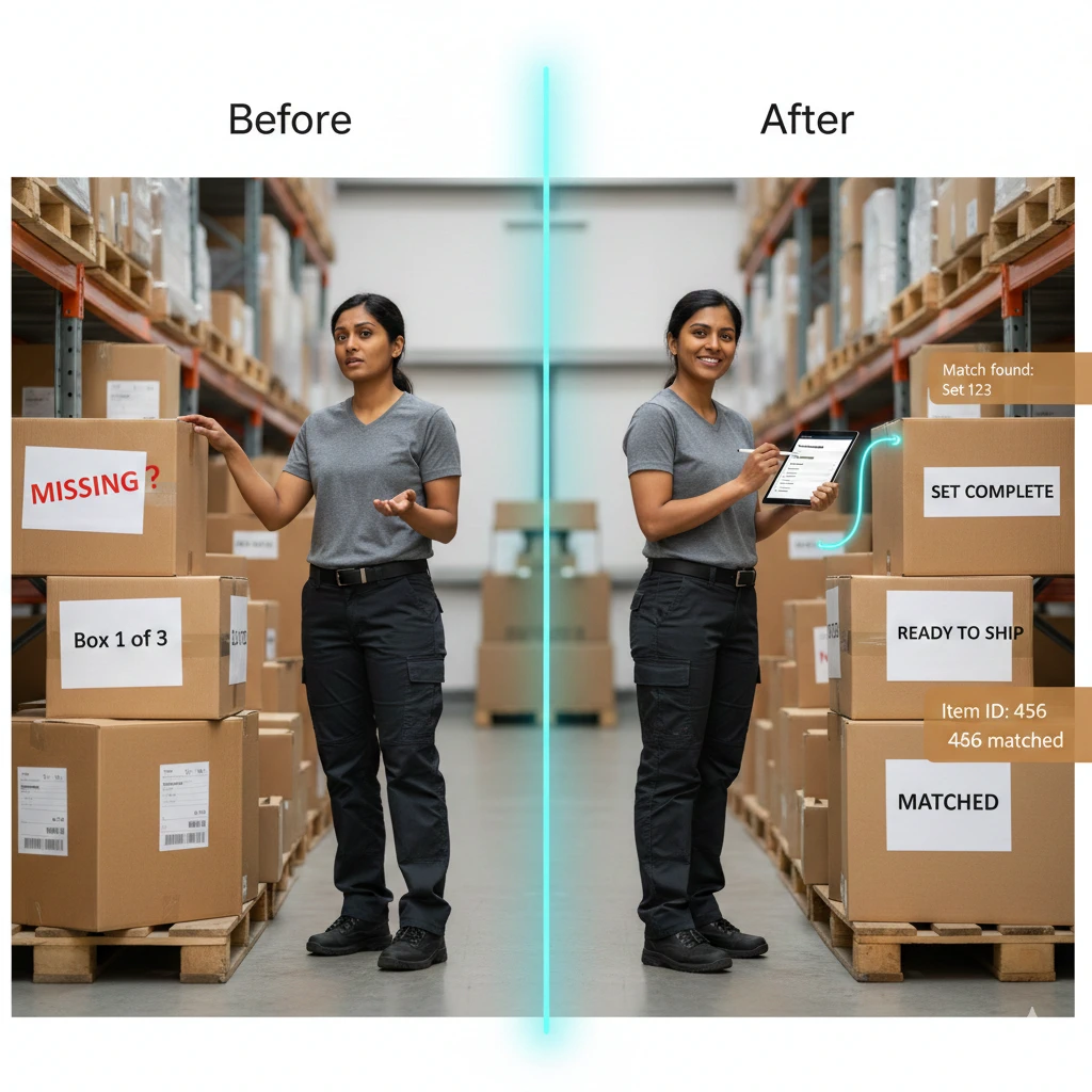 Example of incomplete vs. completed multi-box set using Find The Other Box